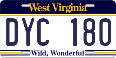 WV license plate DYC180