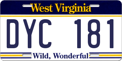 WV license plate DYC181