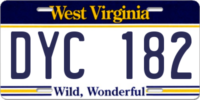 WV license plate DYC182