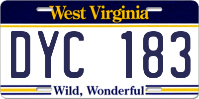 WV license plate DYC183