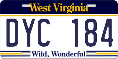 WV license plate DYC184