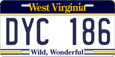 WV license plate DYC186