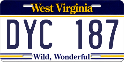 WV license plate DYC187