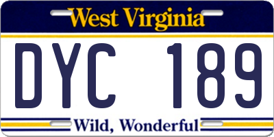 WV license plate DYC189