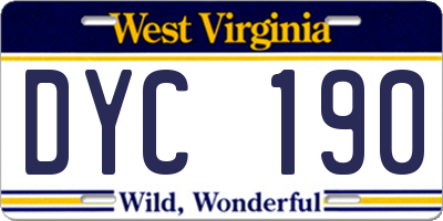 WV license plate DYC190