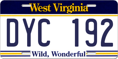 WV license plate DYC192