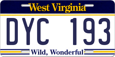 WV license plate DYC193