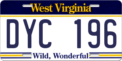 WV license plate DYC196