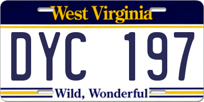 WV license plate DYC197