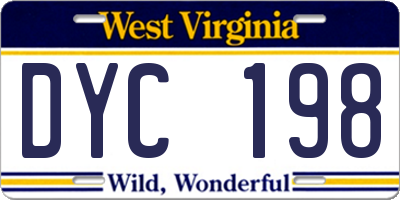 WV license plate DYC198