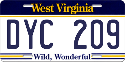 WV license plate DYC209