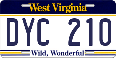 WV license plate DYC210