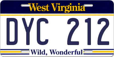 WV license plate DYC212
