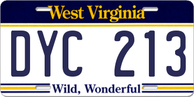 WV license plate DYC213