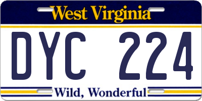 WV license plate DYC224