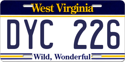 WV license plate DYC226