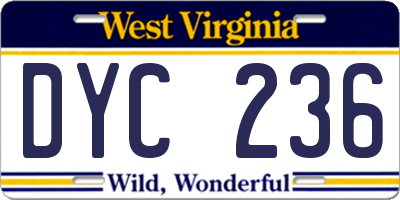 WV license plate DYC236