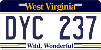 WV license plate DYC237