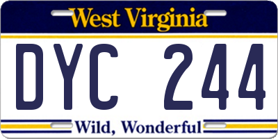 WV license plate DYC244