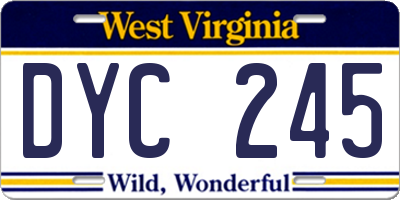WV license plate DYC245