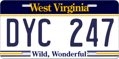 WV license plate DYC247