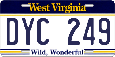 WV license plate DYC249