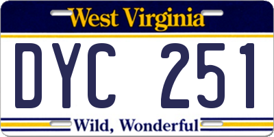 WV license plate DYC251