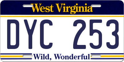 WV license plate DYC253