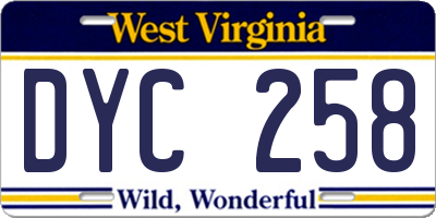 WV license plate DYC258