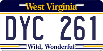 WV license plate DYC261