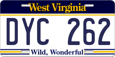 WV license plate DYC262