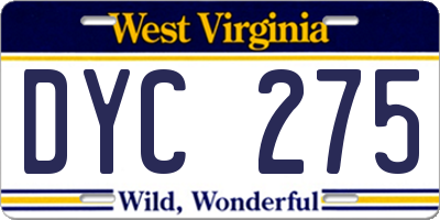 WV license plate DYC275