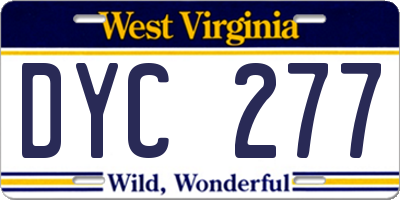 WV license plate DYC277