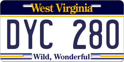 WV license plate DYC280