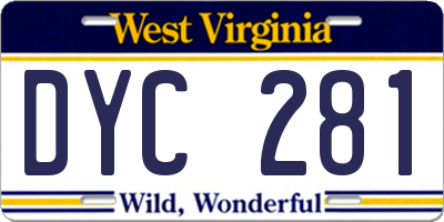 WV license plate DYC281