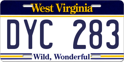 WV license plate DYC283