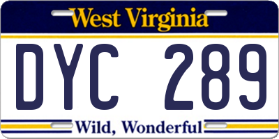 WV license plate DYC289