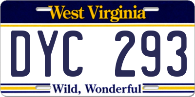 WV license plate DYC293