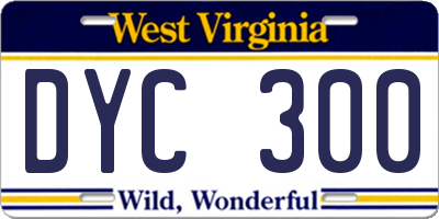 WV license plate DYC300