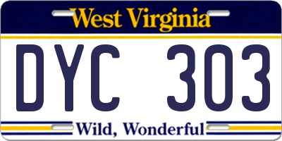 WV license plate DYC303