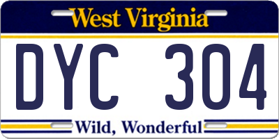 WV license plate DYC304