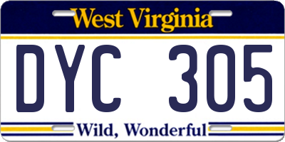 WV license plate DYC305