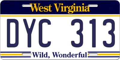 WV license plate DYC313