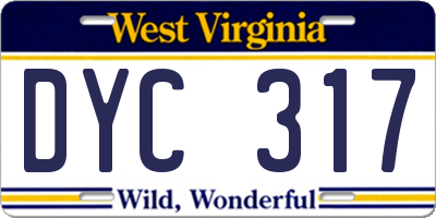 WV license plate DYC317