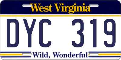 WV license plate DYC319