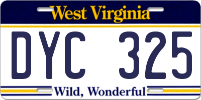 WV license plate DYC325