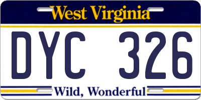 WV license plate DYC326