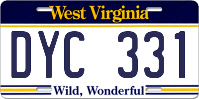 WV license plate DYC331