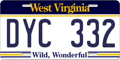 WV license plate DYC332
