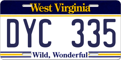 WV license plate DYC335